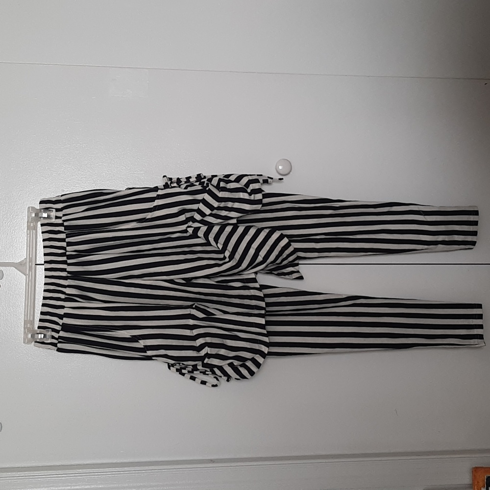 Harem Pants - black & white stripe gothic